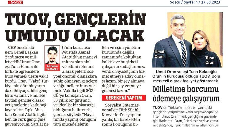 TUOV, gençlerin umudu olacak